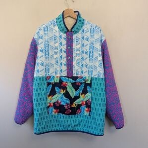 Chubbies Patchwork Reversible Sherpa Pullover Jacket Retro